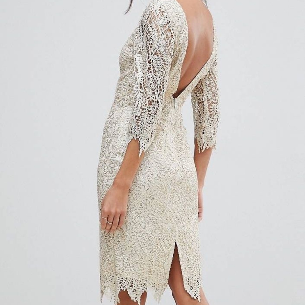 NWT Paper dolls sequin crochet pencil dress